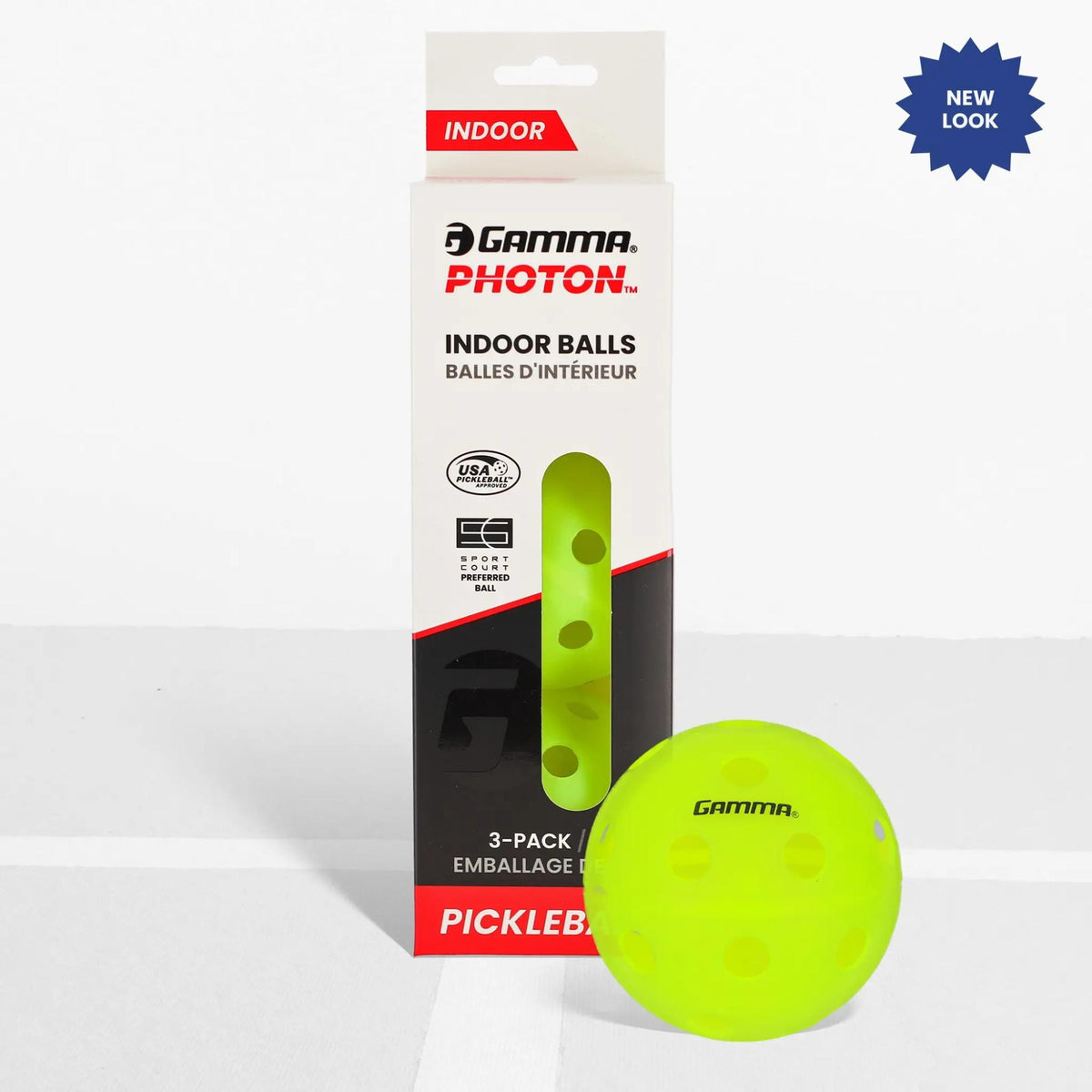 Indoor pickleball with precision-drilled holes, designed for consistent bounce and controlled play on indoor courts.