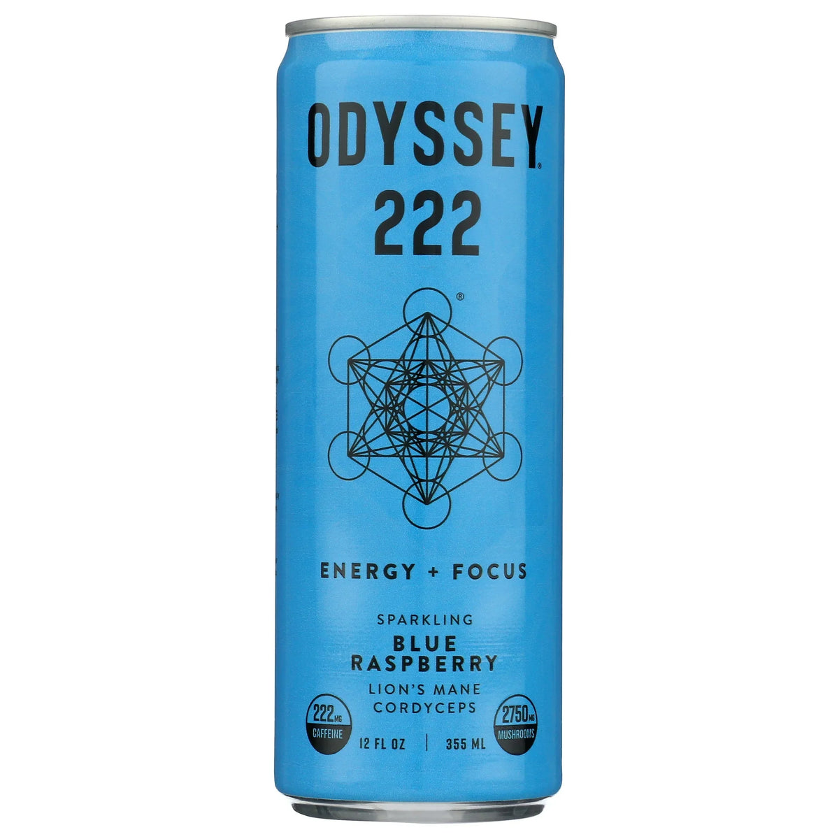 Odyssey Blue Raspberry Sparkling Energy Drink, 12 fl oz (Case of 12)