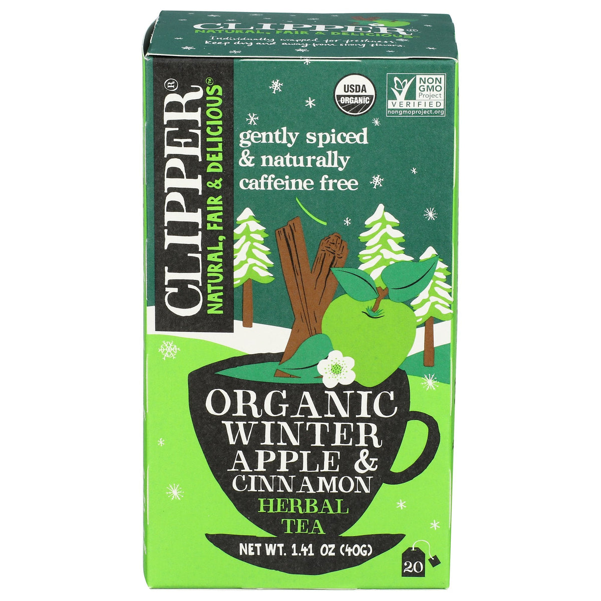 Clipper Tea Organic Apple Cinnamon Herbal Tea, 20 Bags (Case of 6)