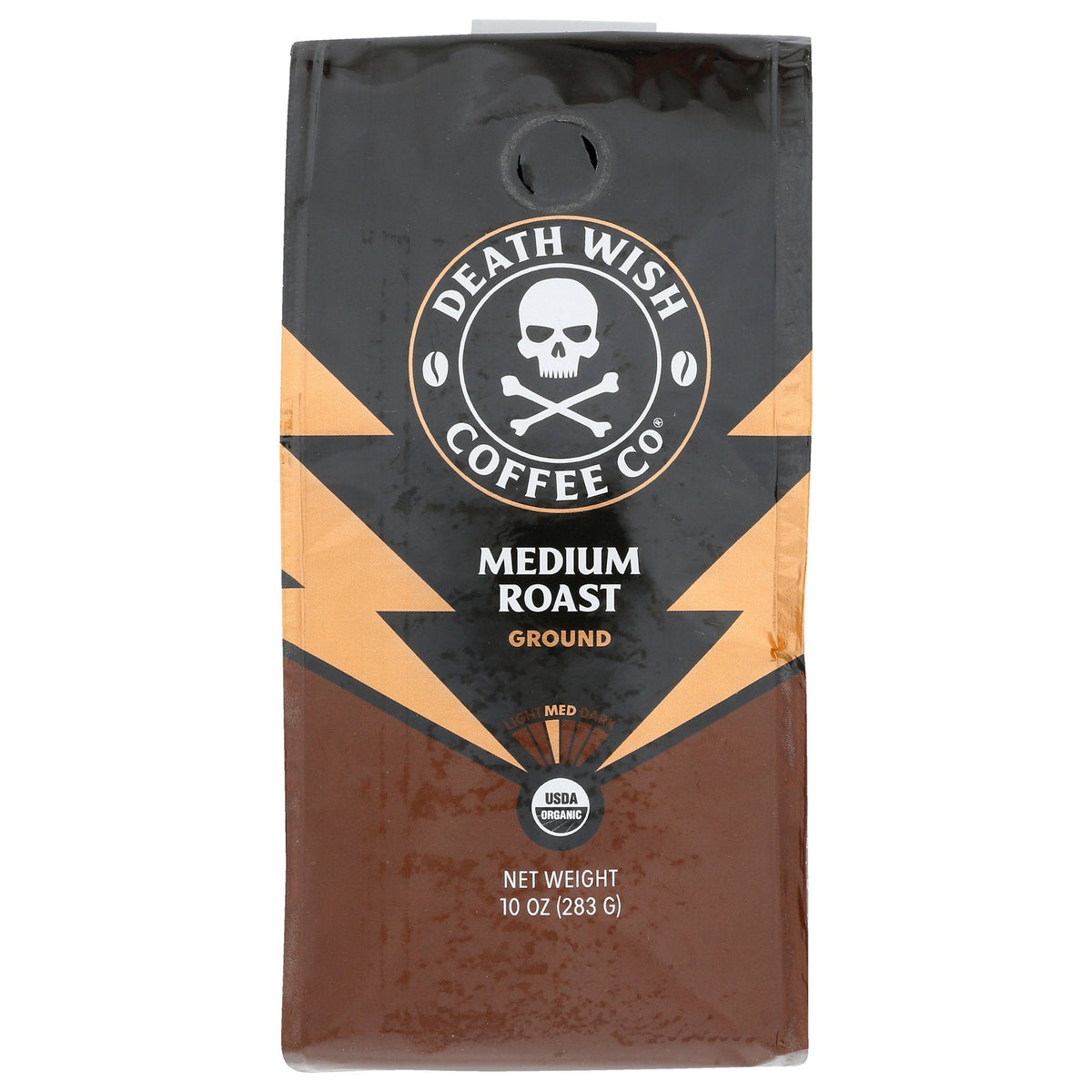 Death Wish Coffee Organic Medium Roast Ground Coffee, 10 oz (Case of 6)