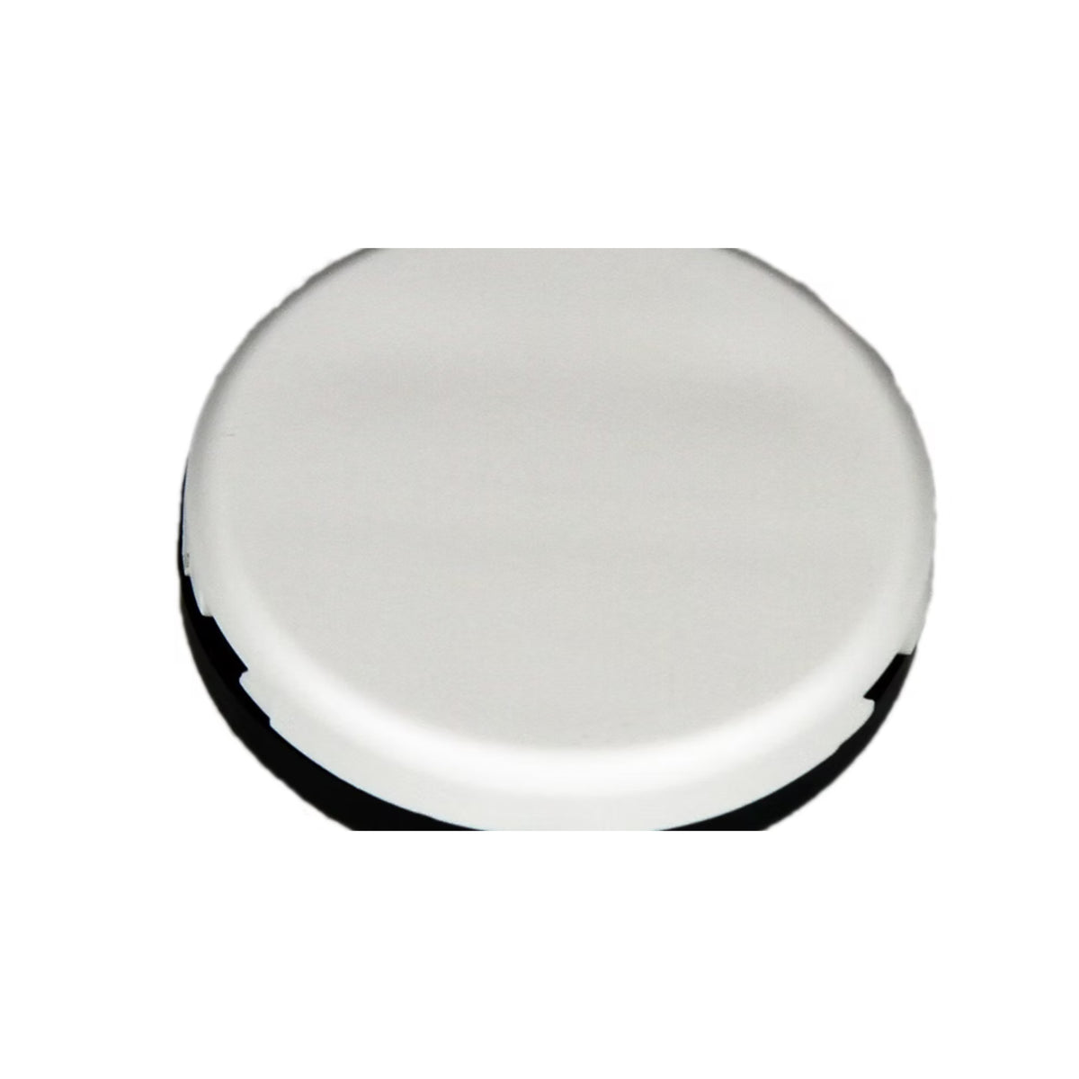 Round metallic object on a white background