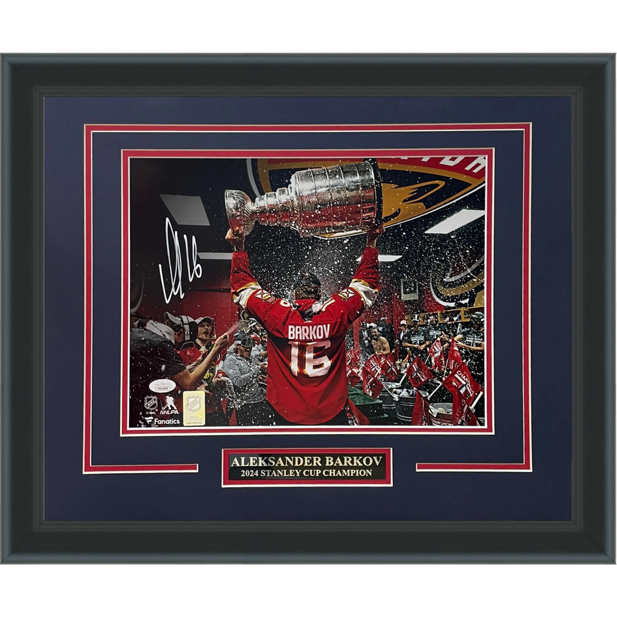 Aleksander Barkov Autographed Florida Panthers (Stanley Cup Celebration) Deluxe Framed 11x14 Photo - JSA