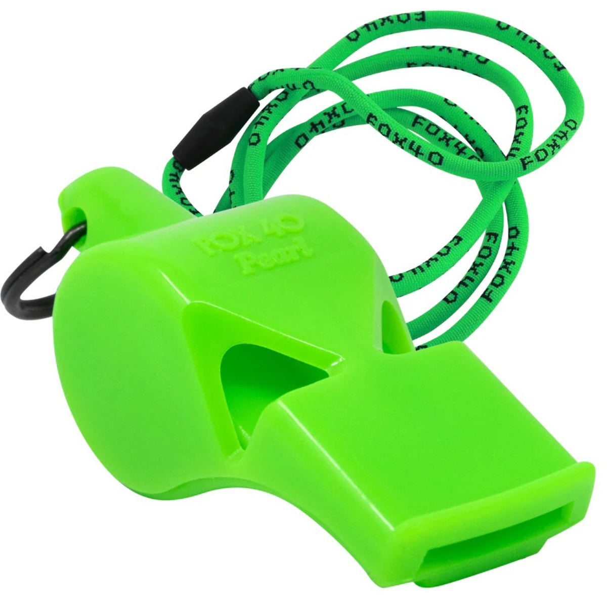 Compact safety whistle with key ring and attached breakaway lanyard for easy carrying and dependable emergency signaling.