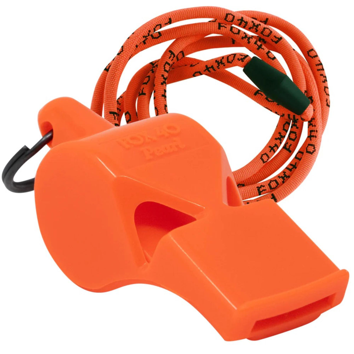 Compact safety whistle with key ring and attached breakaway lanyard for easy carrying and dependable emergency signaling.