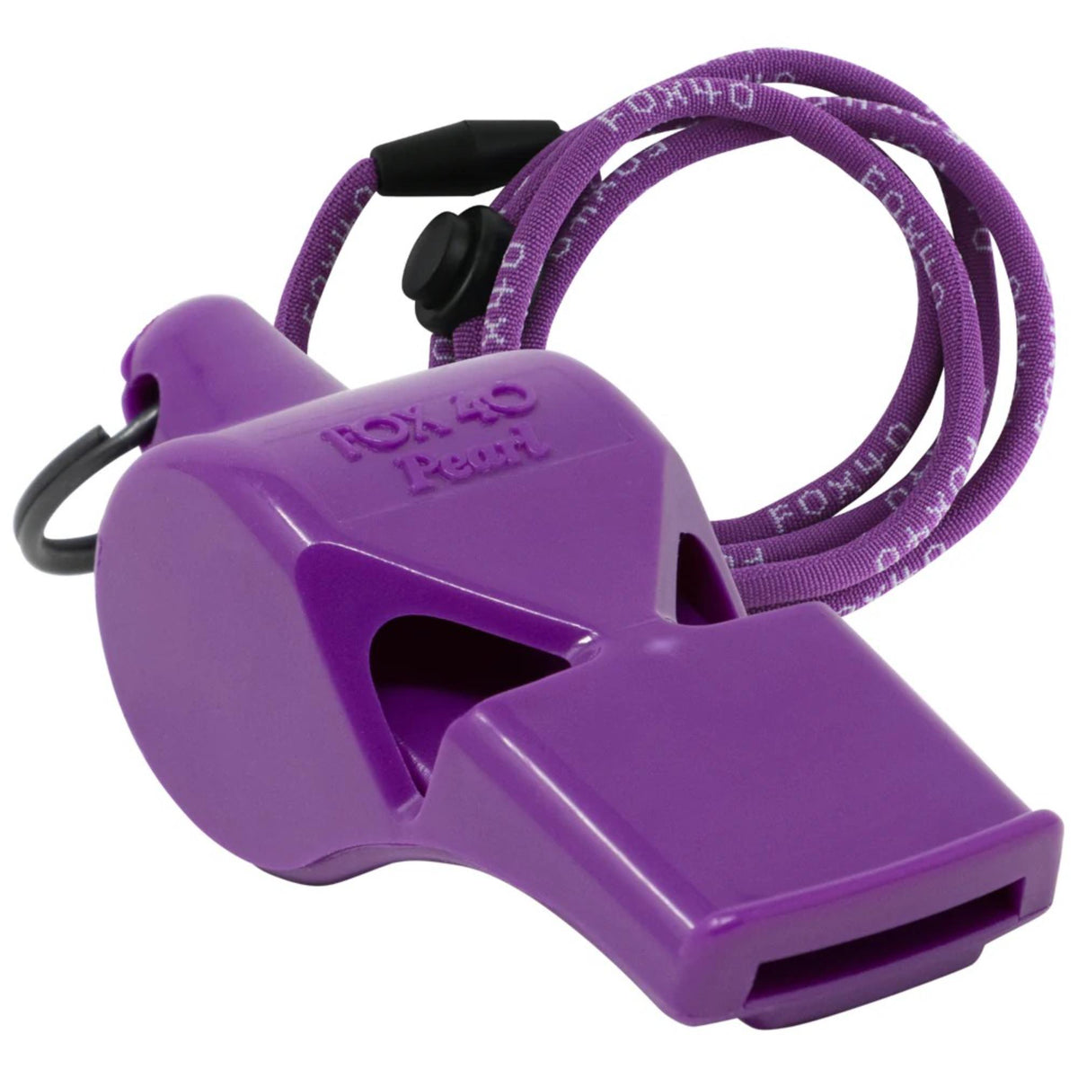 Compact safety whistle with key ring and attached breakaway lanyard for easy carrying and dependable emergency signaling.