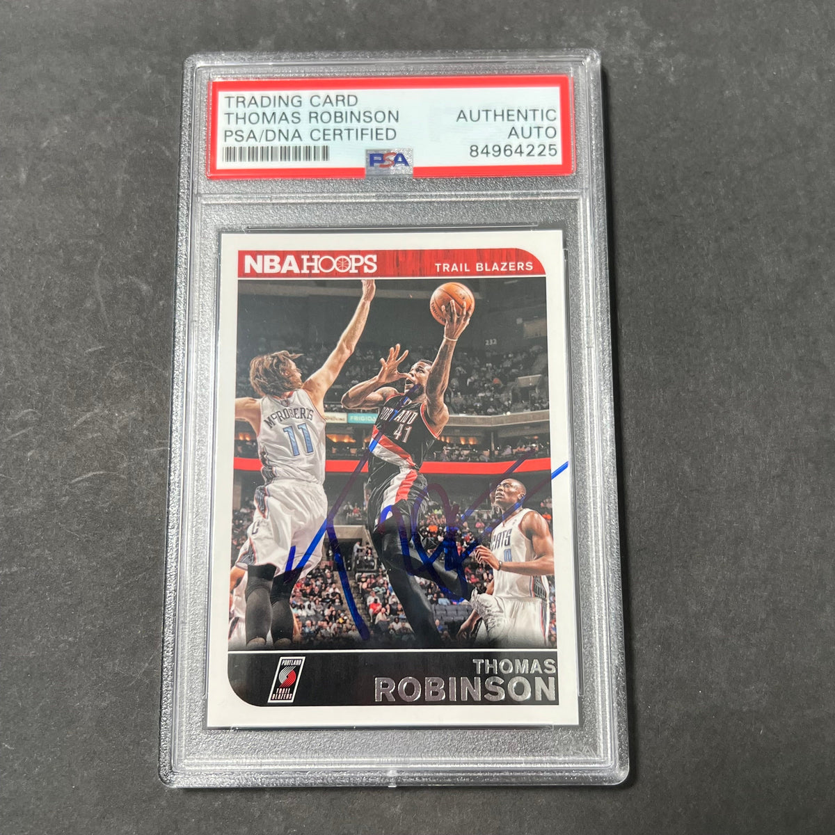 Front of Thomas Robinson 2014-15 Hoops #206 signed card in PSA/DNA holder