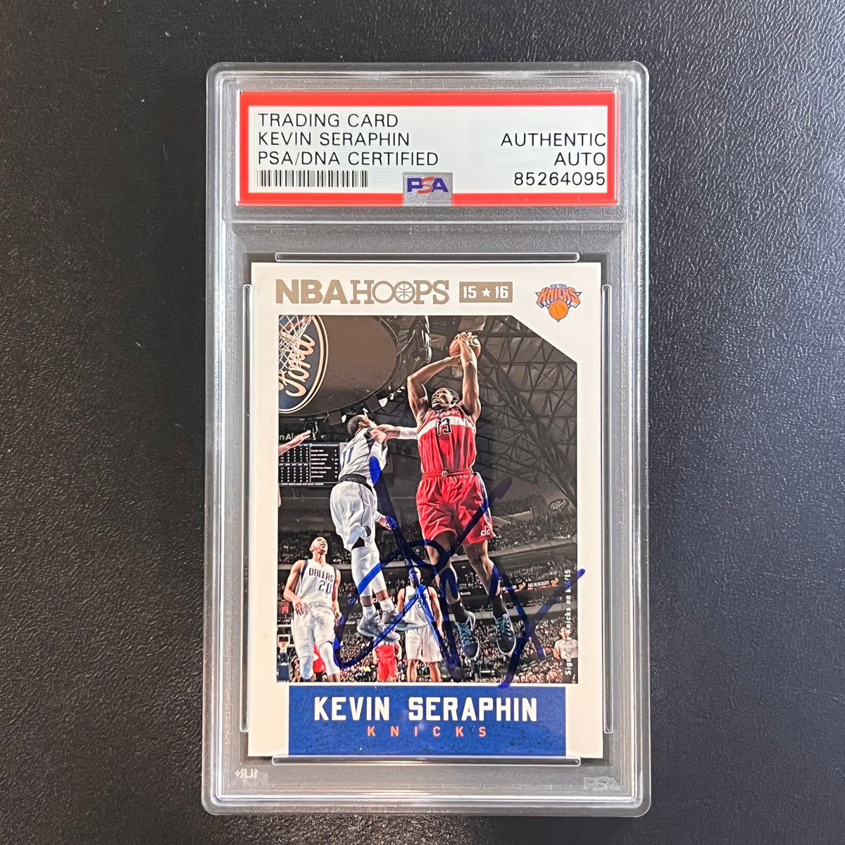 Front of Kevin Seraphin NBA Hoops #132 signed card in PSA/DNA holder