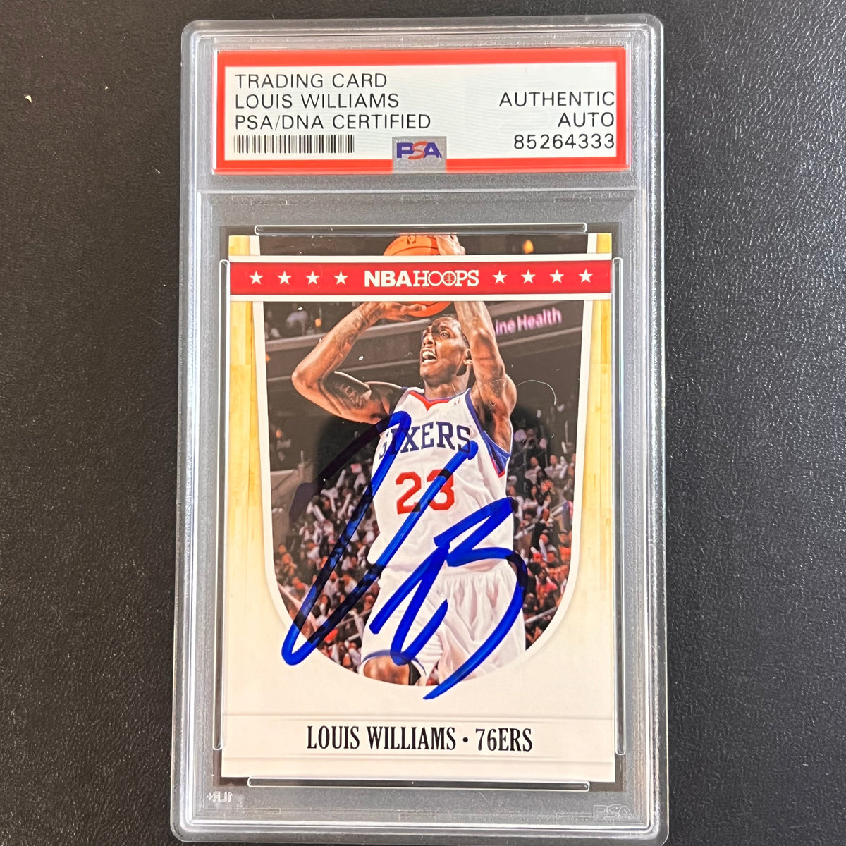 Front of Lou Williams NBA Hoops #189 signed card in PSA/DNA holder