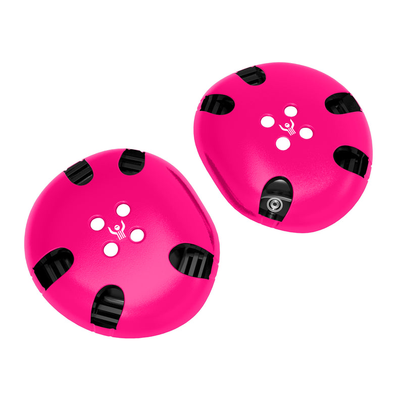Pink wrestling headgear ear guards — Great Call Athletics custom replacement ear cups for adjustable wrestling headgear.