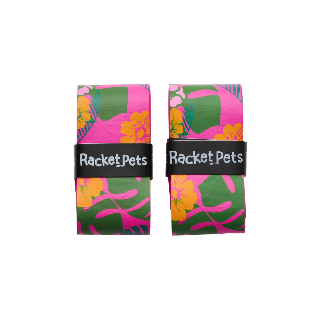 Racket Pets Tennis Overgrip 2 Pack, Animal Print in Paradise Pink - Front View