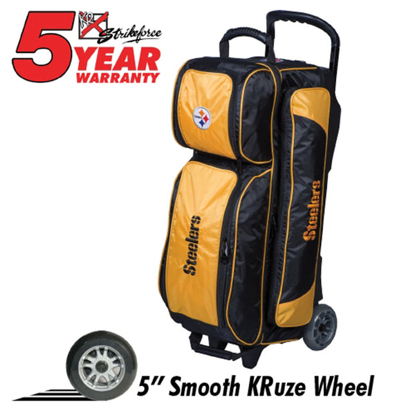 KR Pittsburgh Steelers 3 Ball Premium Triple Roller NFL Bowling Bag