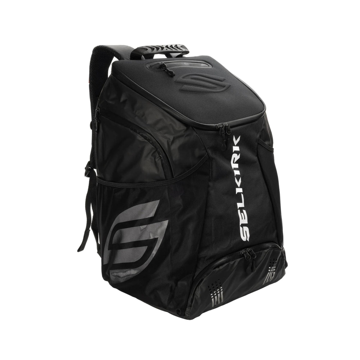 Selkirk Sport Pro Line Tour bag with multiple compartments, zip closures, and backpack-style straps for gear storage.