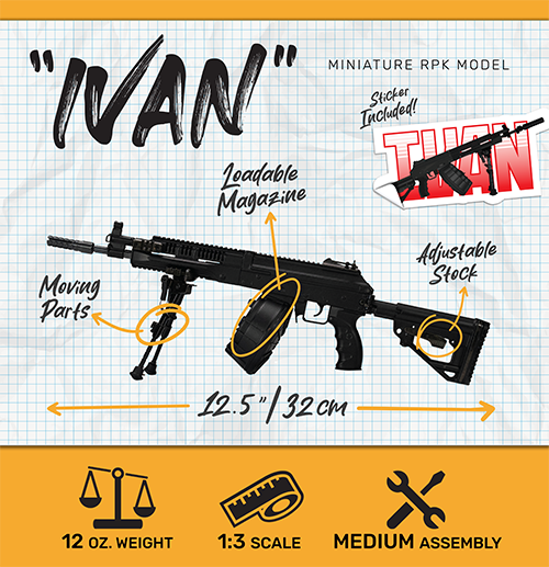 1/3 Scale Die Cast RPK-16 LMG Model, Black - View 5