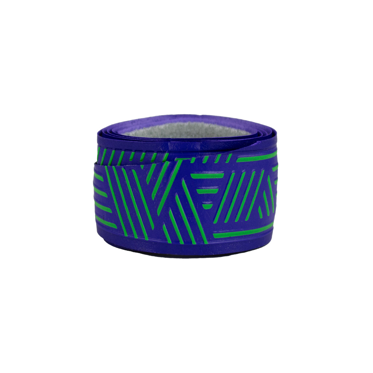 Blue REVGRIP baseball bat grip tape roll with neon green geometric line pattern.
