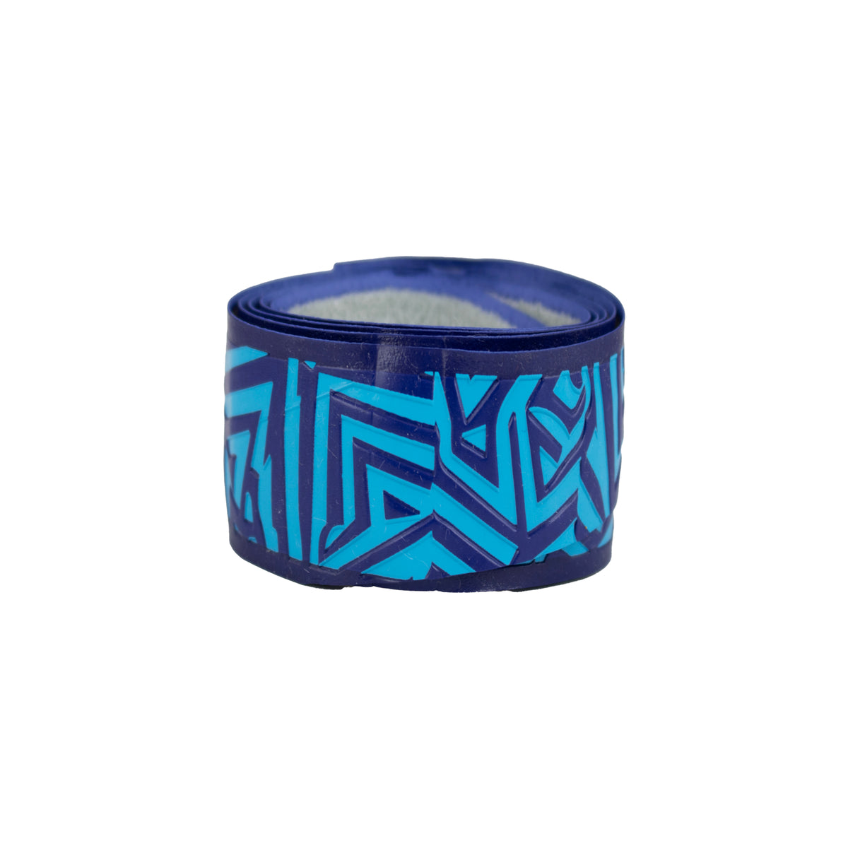 Blue REVGRIP baseball bat grip tape roll with bright sky blue geometric pattern.