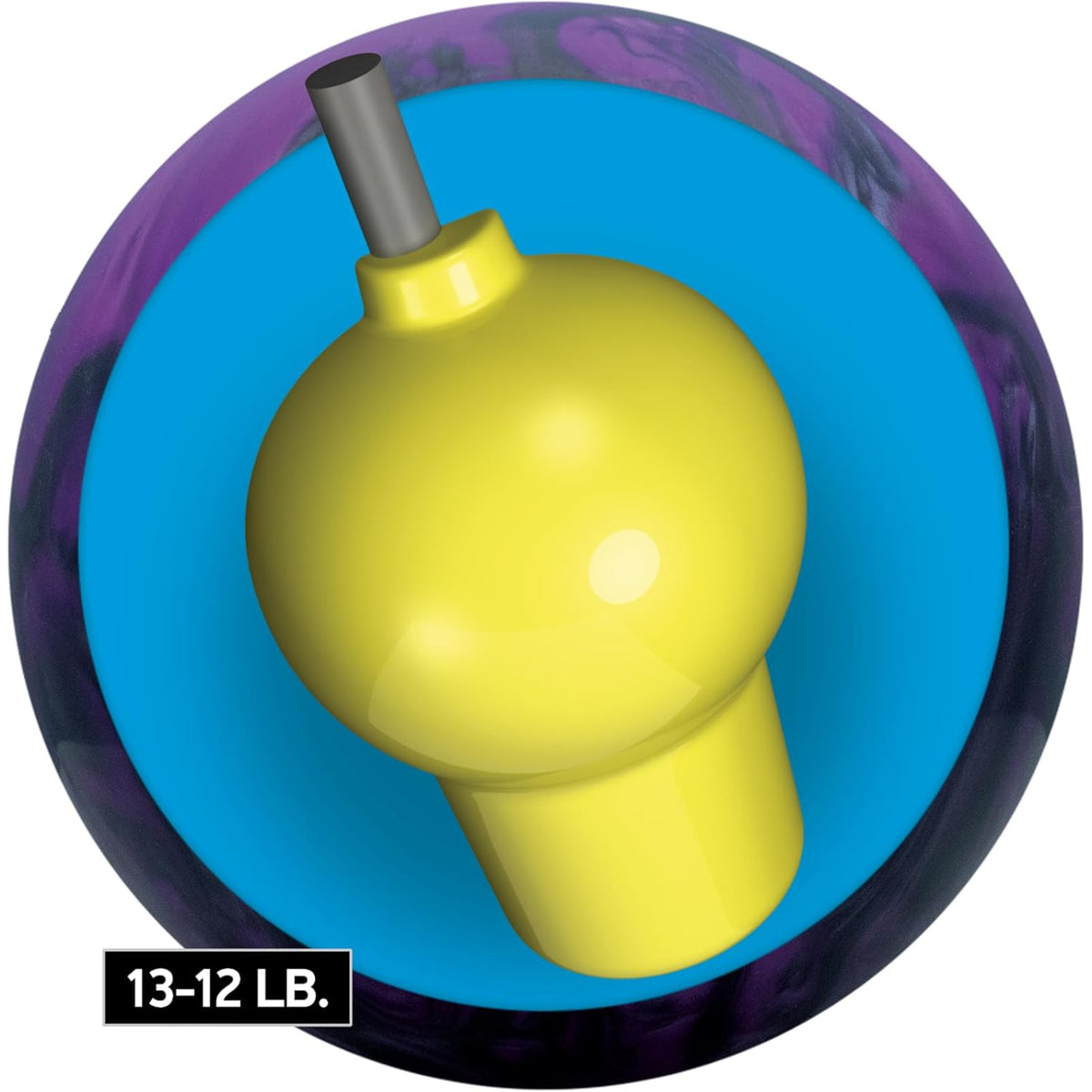 Yellow buoy with purple and blue rim on a white background