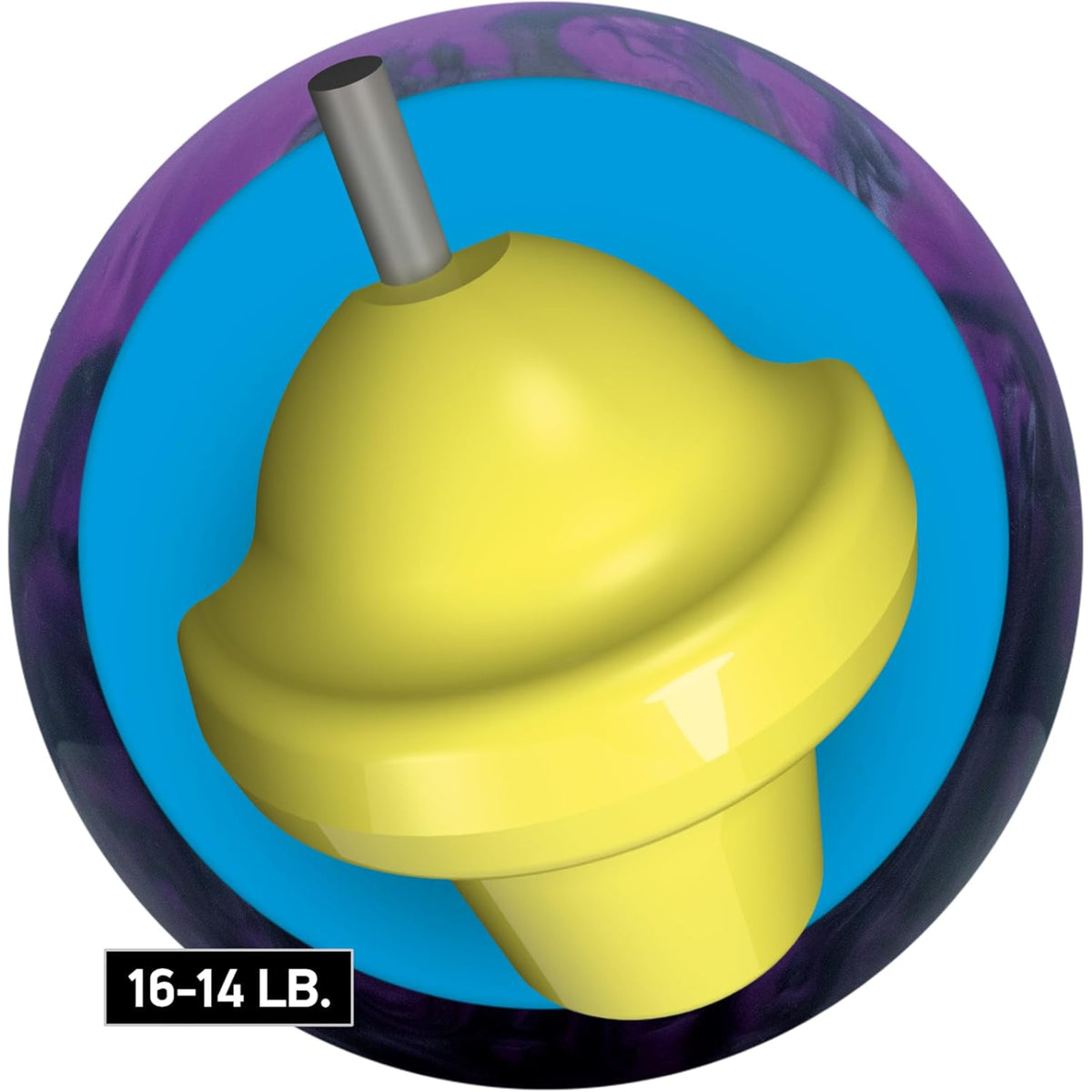 Yellow spinnaker block with purple and blue background