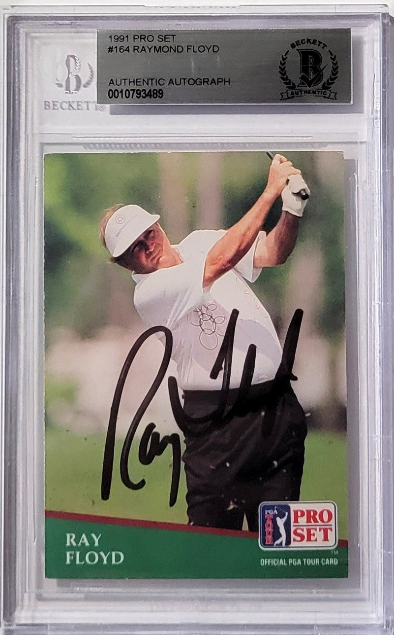 Ray Floyd Autographed PGA Tour Golf Encapsulated 1991 Pro Set #164 Trading Card Beckett Authenticated
