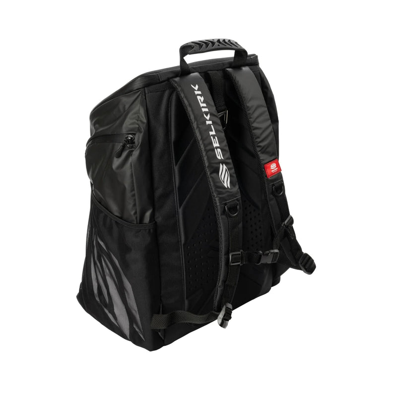 Selkirk Sport Pro Line Tour bag with multiple compartments, zip closures, and backpack-style straps for gear storage.