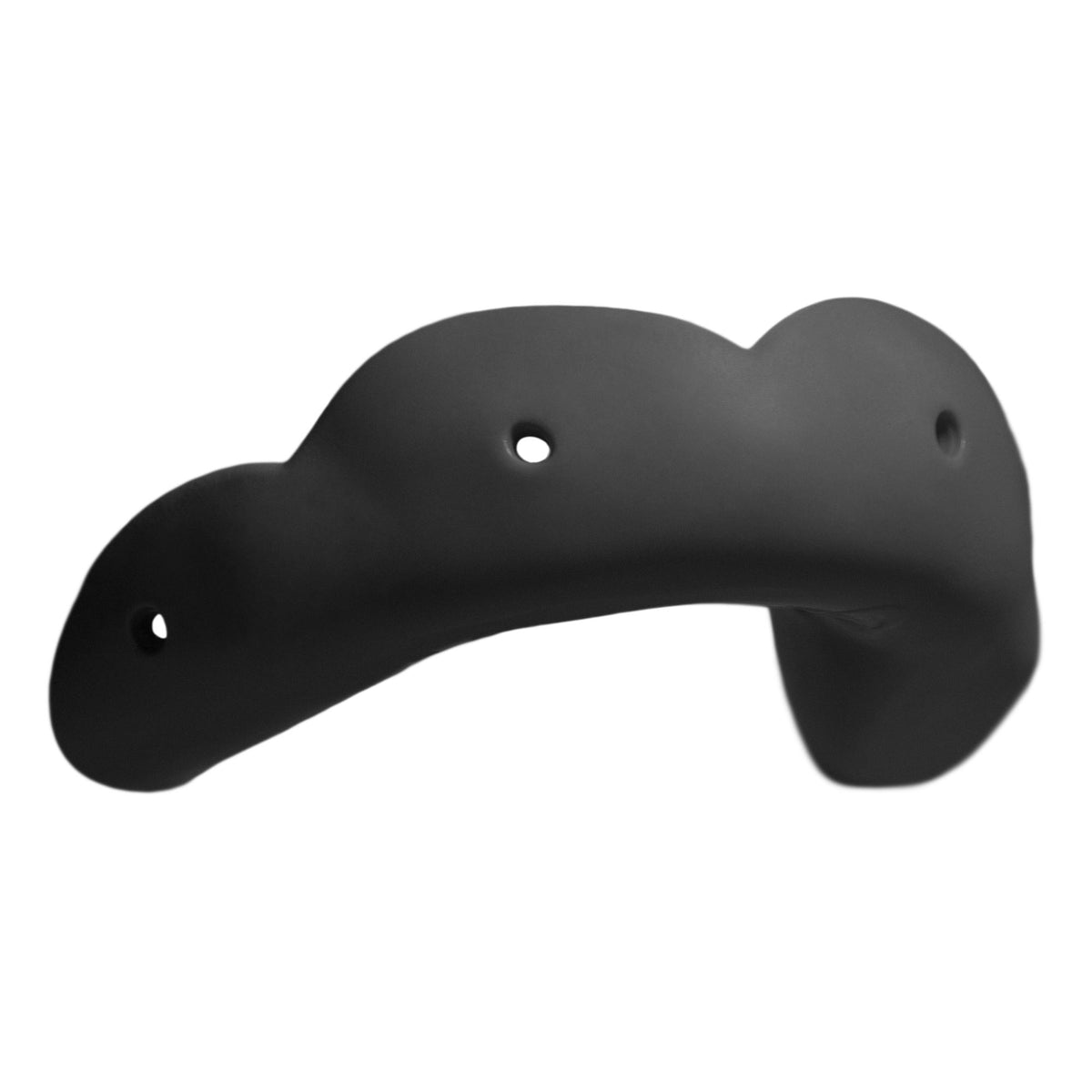 Lightweight sports mouthguard with flexible curved design and integrated breathing holes for comfort and protection during athletic use.
