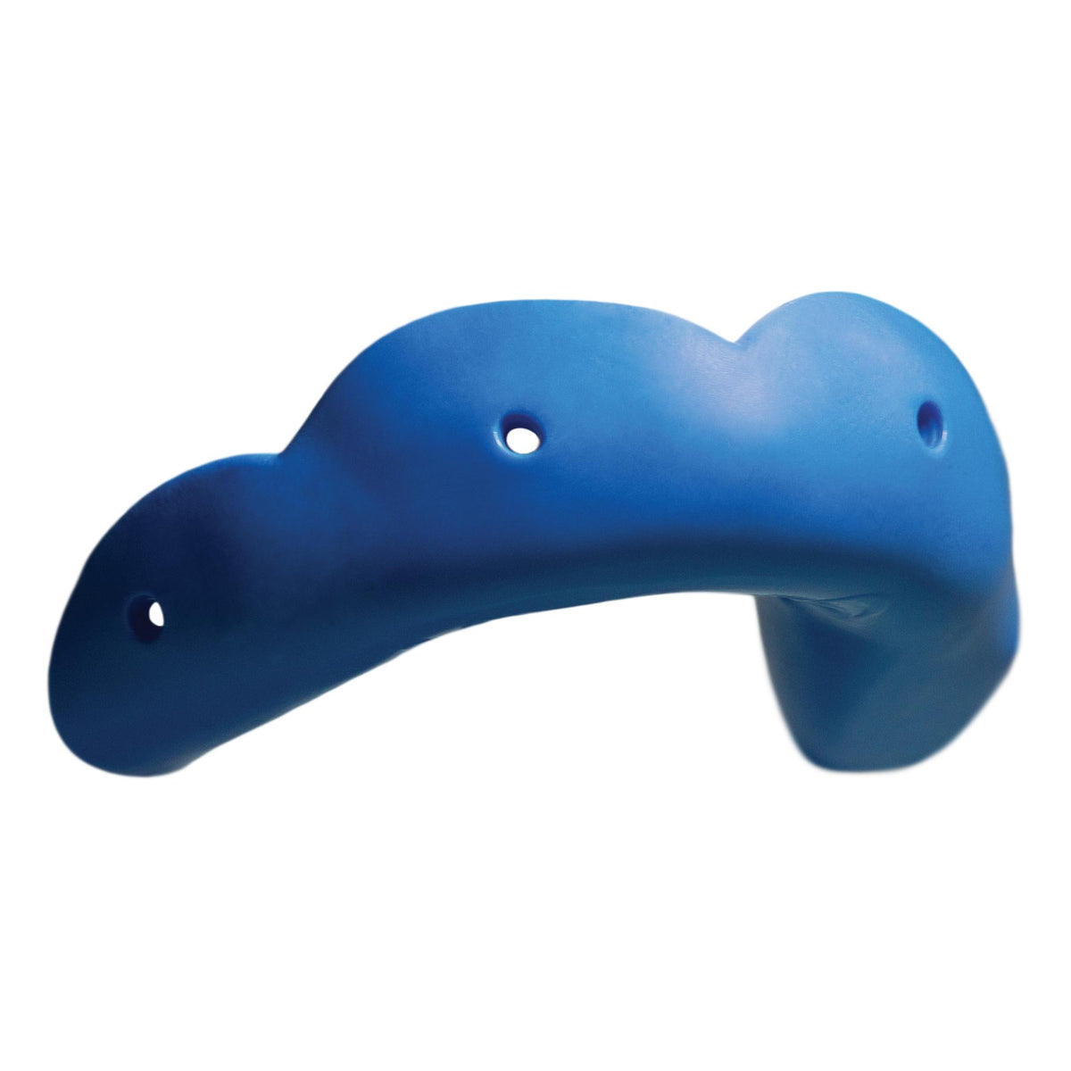 Lightweight sports mouthguard with flexible curved design and integrated breathing holes for comfort and protection during athletic use.
