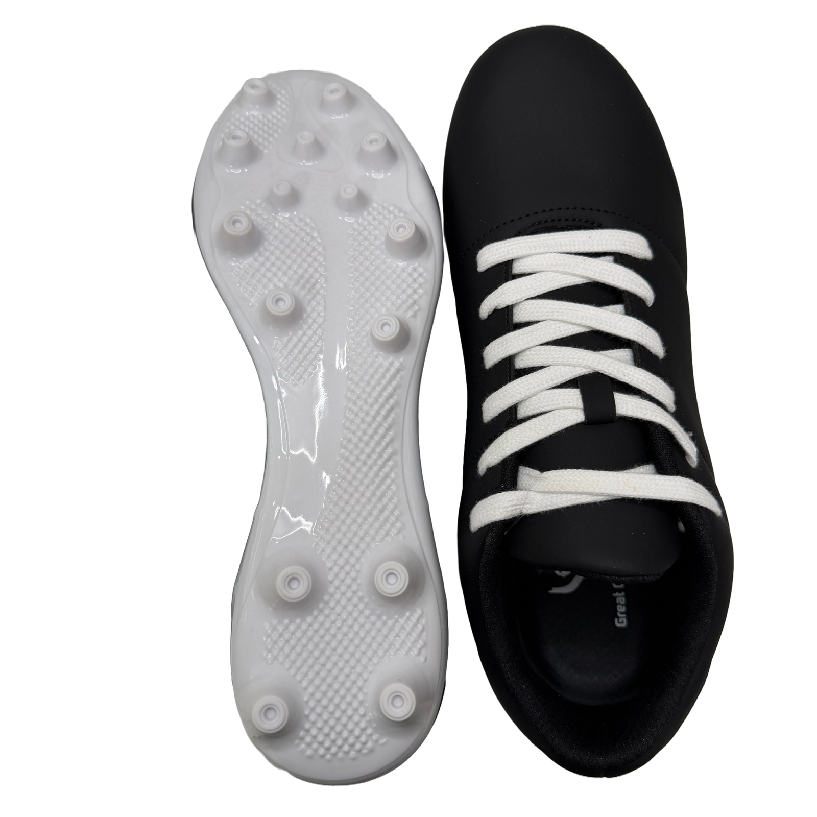 Great Call Athletics Courage Soccer Shoe in Black - top view with cleat plate