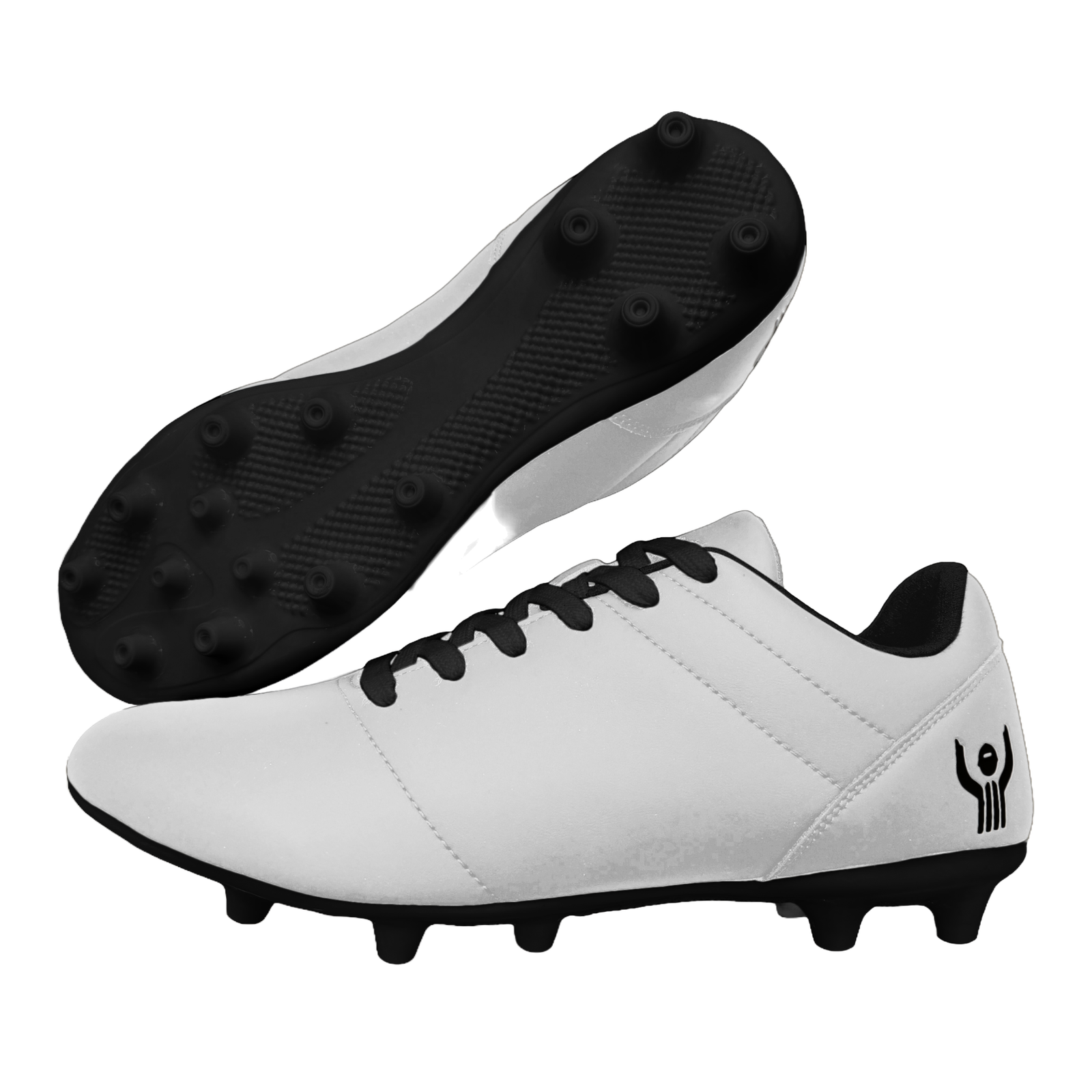 Great Call Athletics Courage Soccer Shoe in White - pair angled view with cleat plate