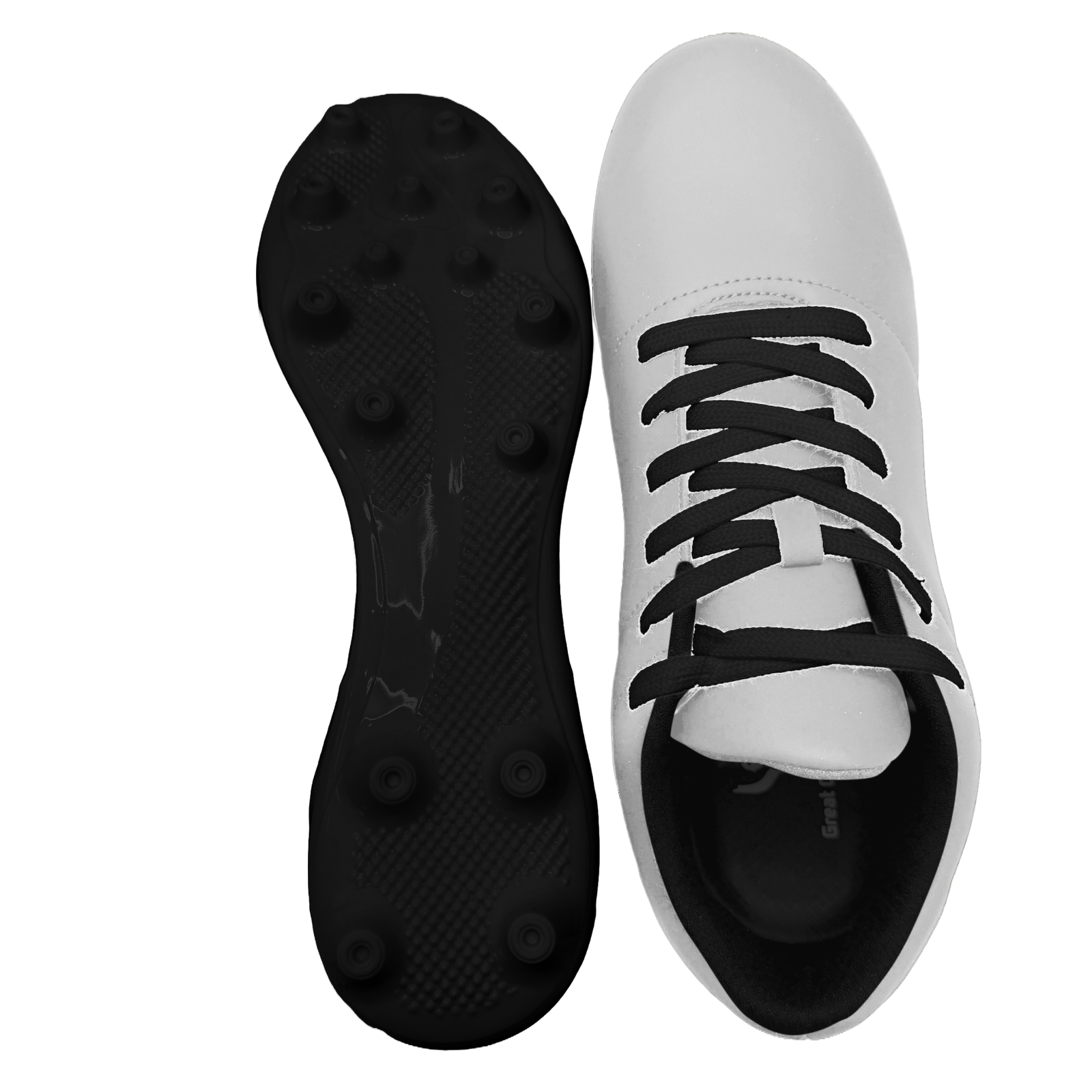 Great Call Athletics Courage Soccer Shoe in White - top view with cleat plate