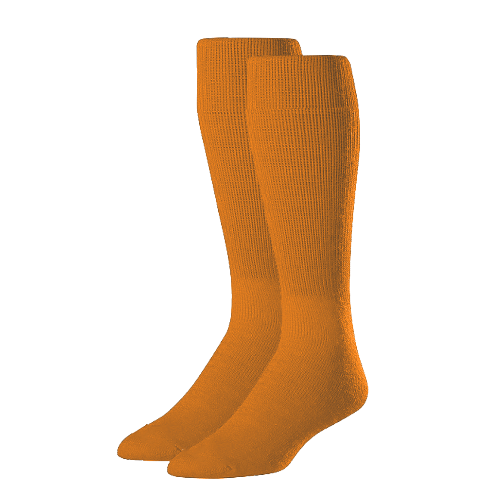 Rawlings baseball socks two-pair pack designed for baseball or softball with ribbed over-the-calf fit and Rawlings logo on the foot.