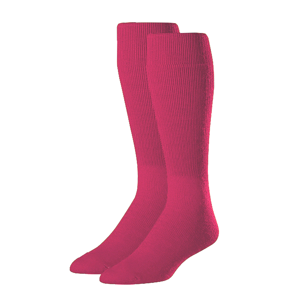 Rawlings baseball socks two-pair pack designed for baseball or softball with ribbed over-the-calf fit and Rawlings logo on the foot.