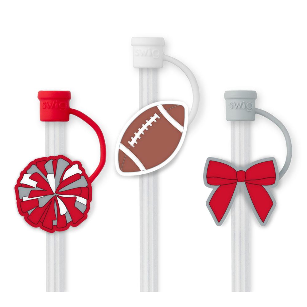 Swig Life We've Got Spirit Red + Grey Straw Topper Set