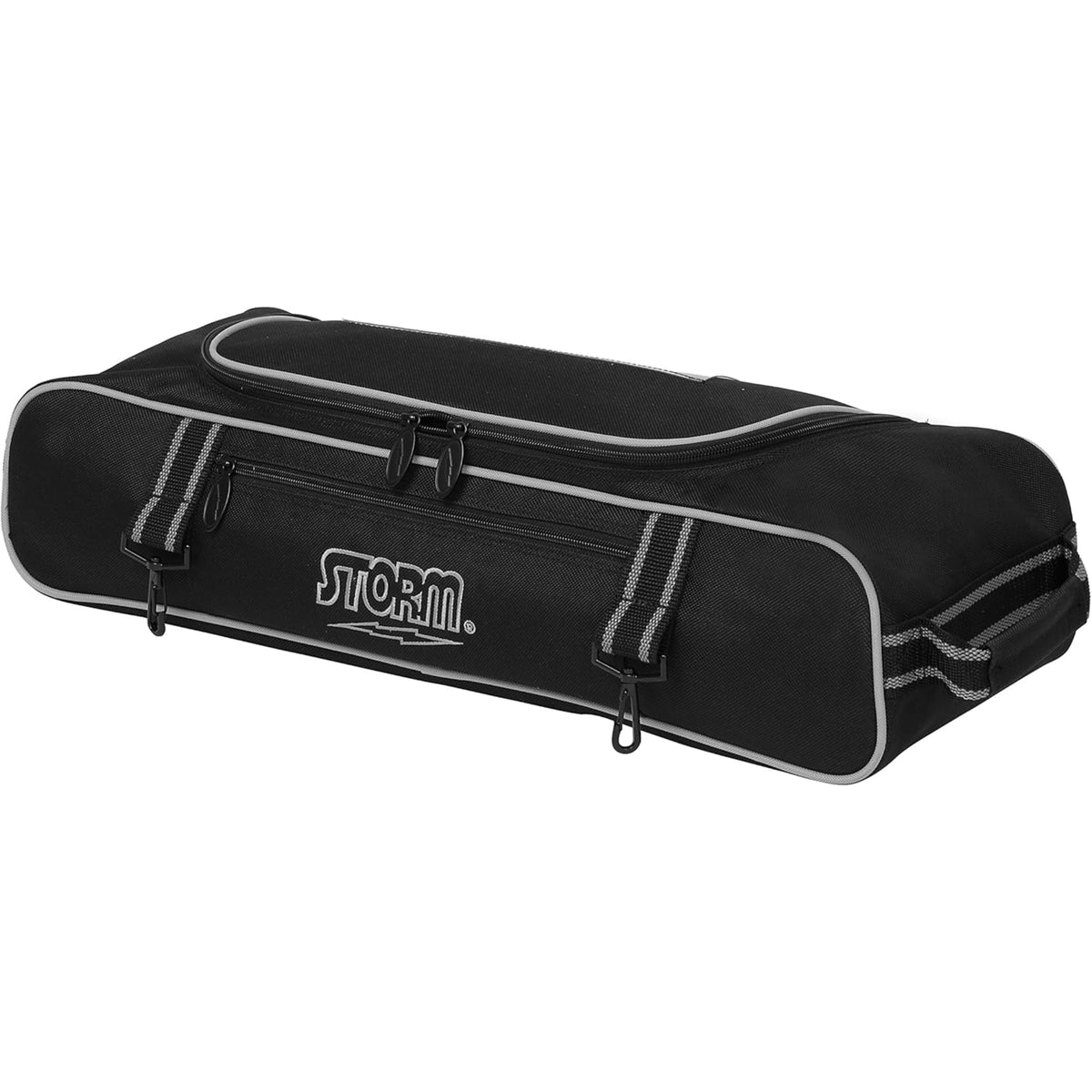 Black pool cue case with Storm logo on a white background