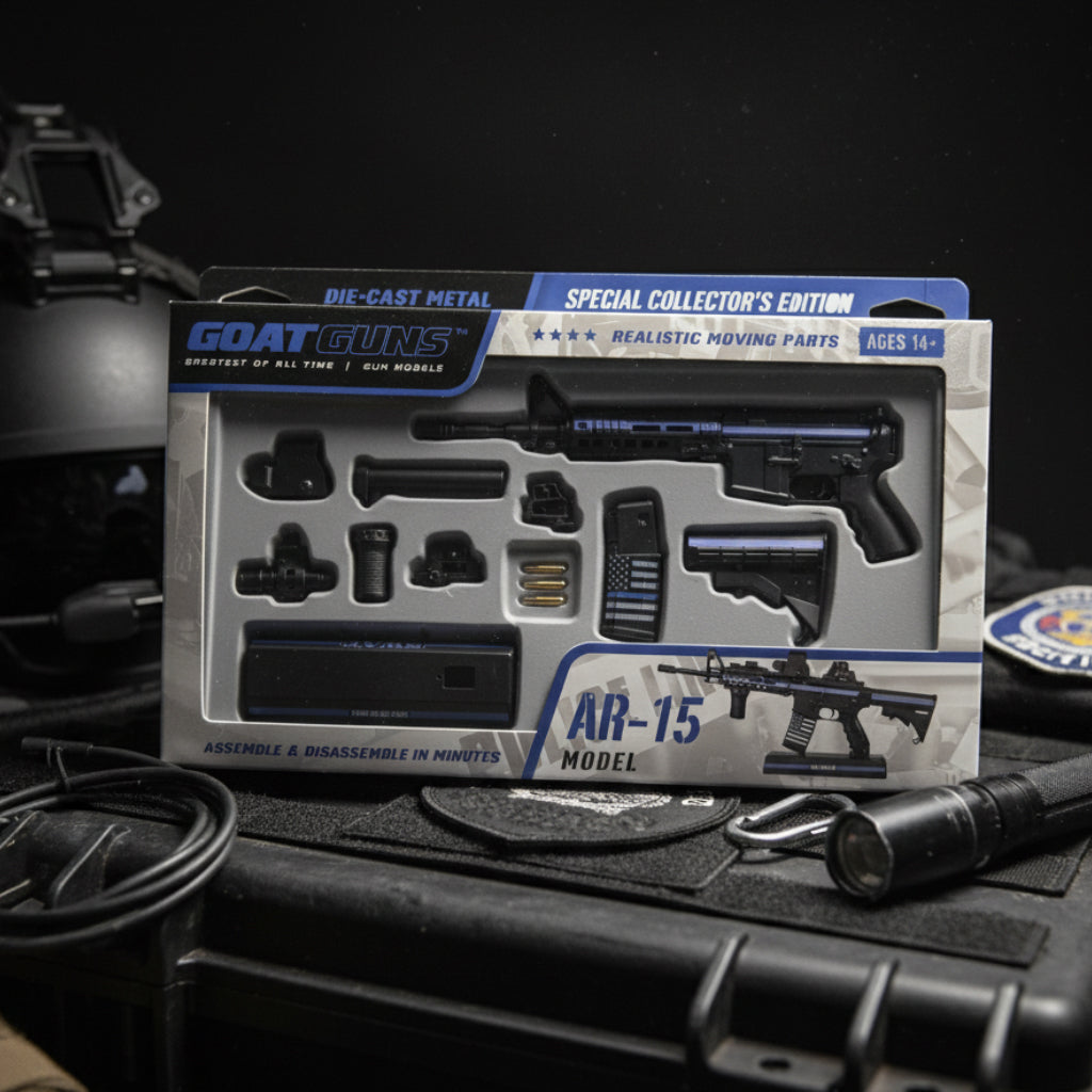 Mini AR-15 in Thin Blue Line SWAT Theme - View 4