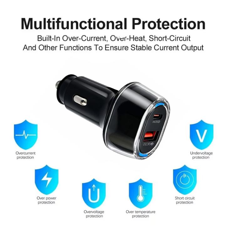 P78 55W PD3.0 / PPS + QC3.0 USB Macron Color Car Charger, without Cable - View 9