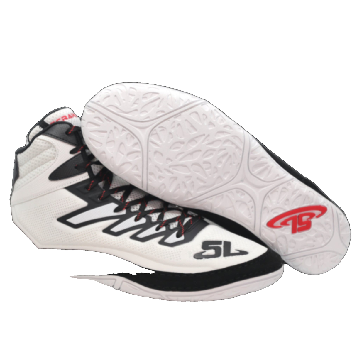ScrapLife Velocity Wrestling Shoe in White/Black/Red - side view