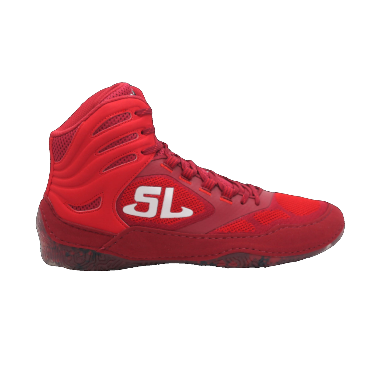 ScrapLife Endurance Wrestling Shoe in Burgundy/Red - angled view