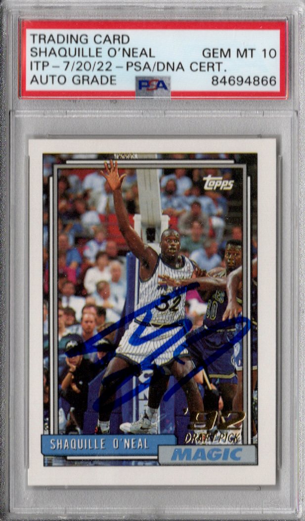 Shaquille O'Neal Autographed Orlando Magic 1993 Topps # 362 Rookie Card PSA AUTO GRADE GEM MT 10