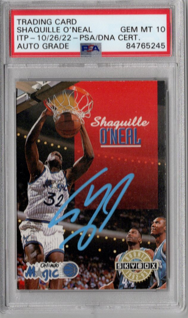 Shaquille O'Neal Autographed Orlando Magic 1992-93 Sky Box Rookie No. 382 Rookie Card PSA ITP AUTO GRADE GEM MT. 10