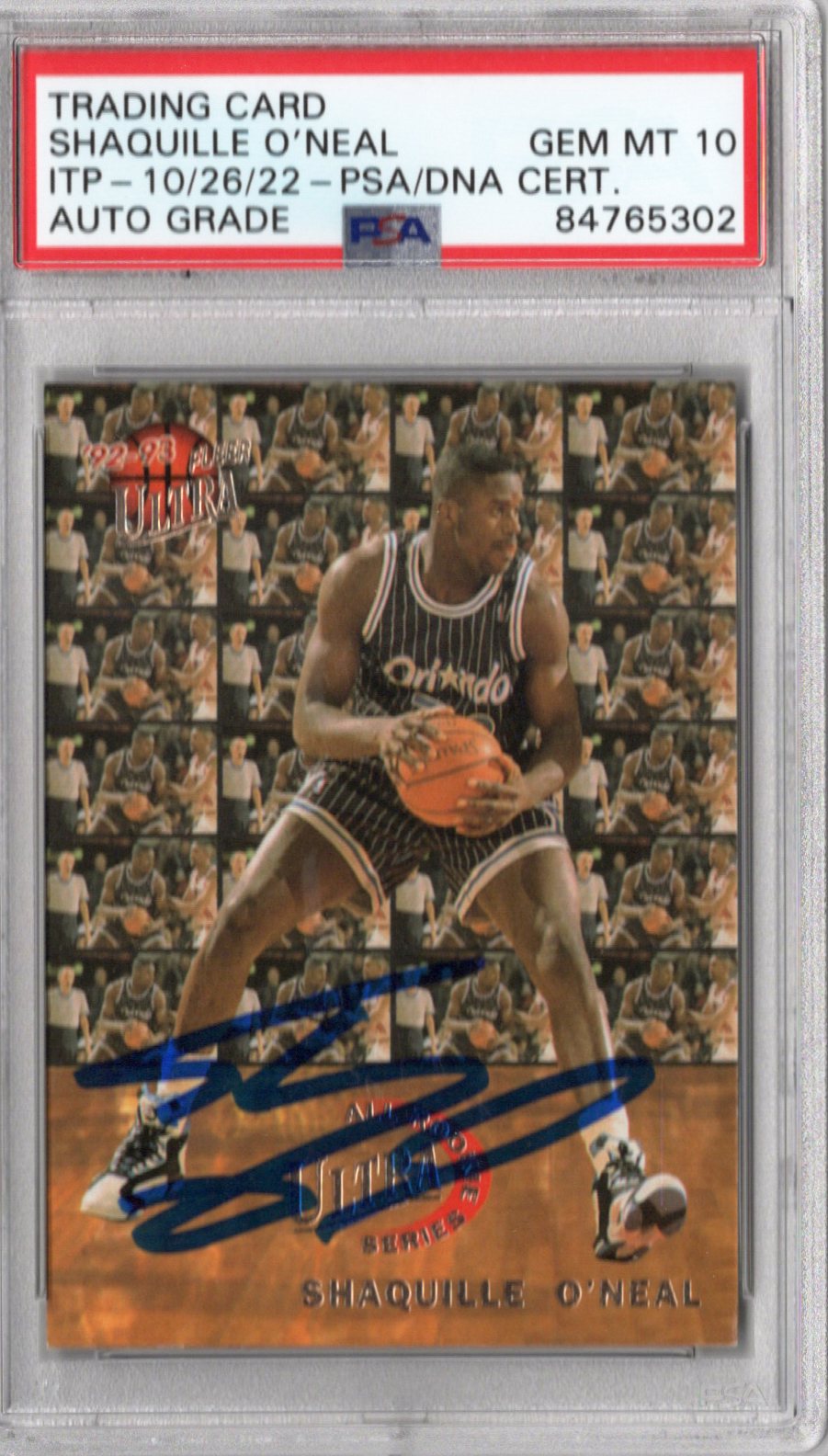 Shaquille O'Neal Autographed Orlando Magic 1992-93 Fleer Ultra Rookie 7 of 10 Trading Card PSA ITP GEM MT. 10
