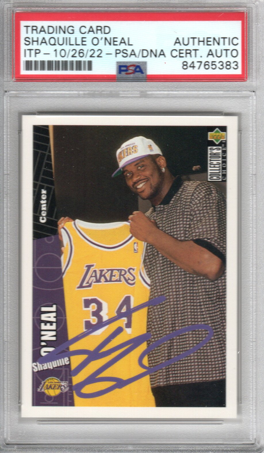 Shaquille O'Neal Autographed Lakers Encapsulated 1996-97 Upper Deck Trading Card LA7 PSA ITP AUTHENTIC AUTO