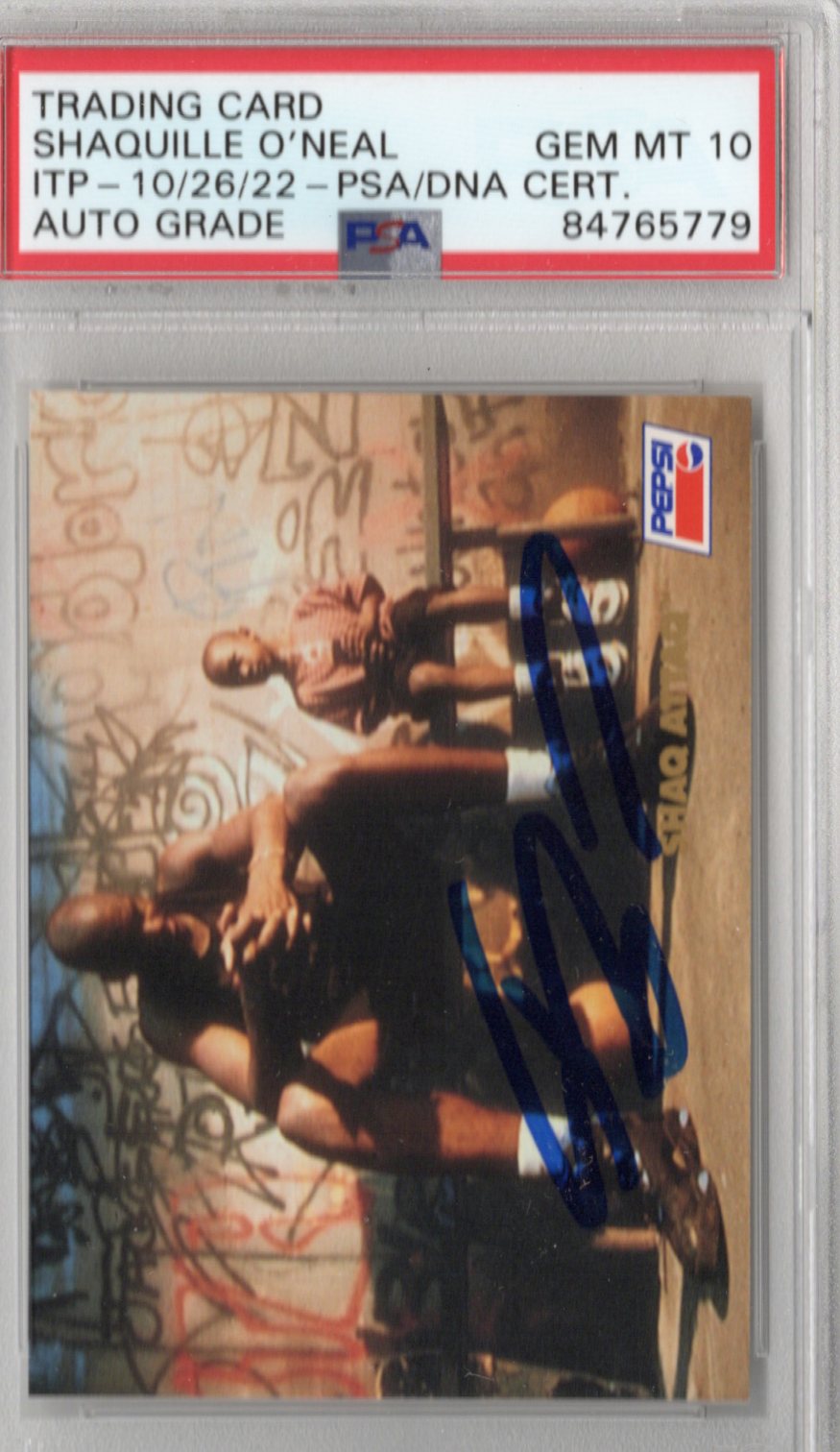 Shaquille O'Neal Autographed Orlando Magic Encapsulated 1993 SkyBox Shaq Attaq Pepsi #4 Rookie Trading Card PSA AUTO GRADE GEM MT 10