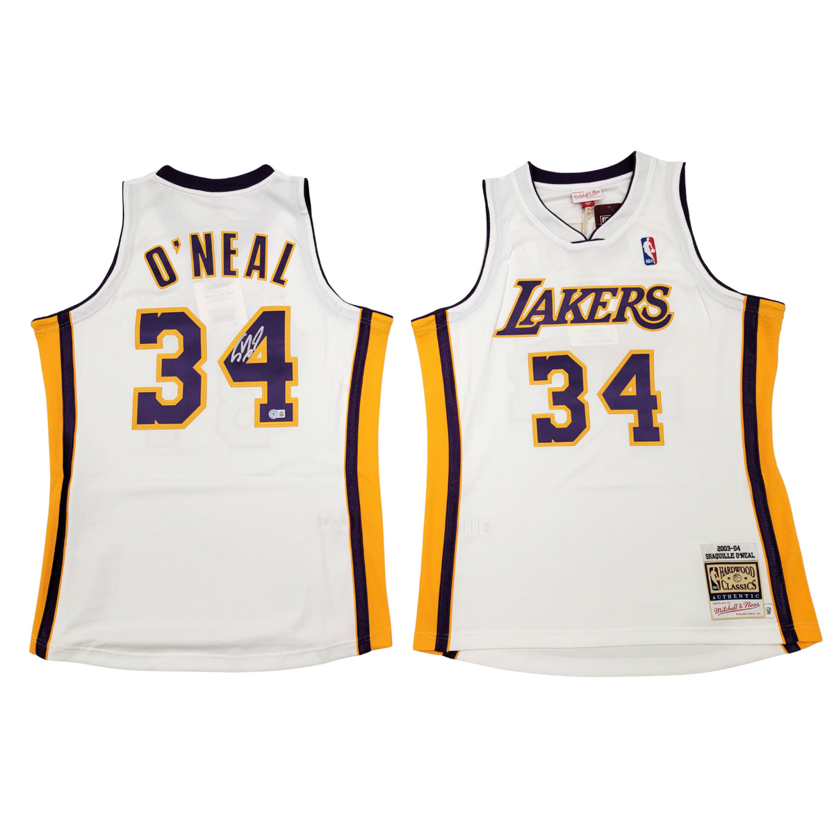 Shaquille O'Neal Autographed Los Angeles Lakers 2003-2004 White Mitchell & Ness Authentic Jersey Beckett Witnessed