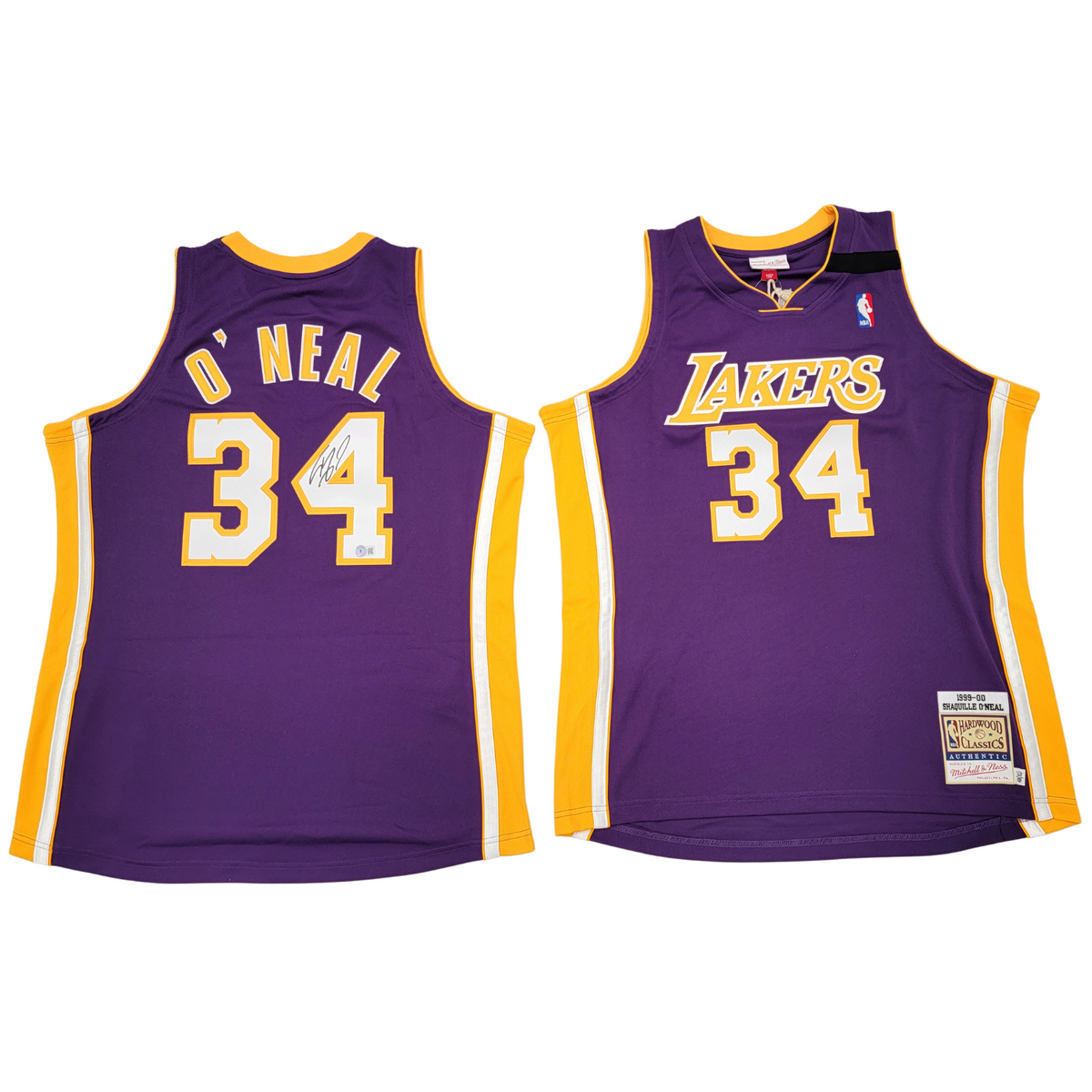 Shaquille O'Neal Autographed Los Angeles Lakers 1999-00 Purple Mitchell & Ness Authentic Jersey Beckett Witnessed