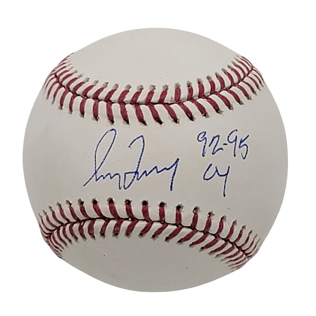 Greg Maddux Autographed Atlanta Braves OML Baseball W/92-95 CY Beckett Witnessed