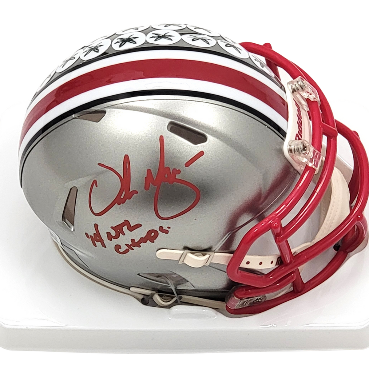 Urban Meyer Autographed Ohio State Buckeyes Flash Mini Helmet W/ '14 Natl Champs Beckett Witnessed