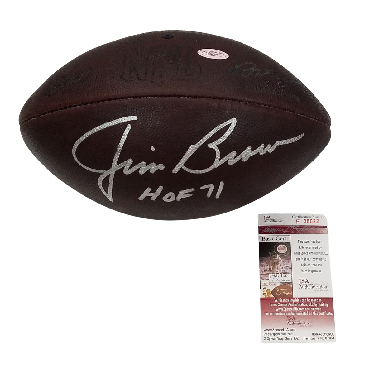 Jim Brown Autographed Cleveland Browns NFL Football W/ HOF 71 JSA Authenticated