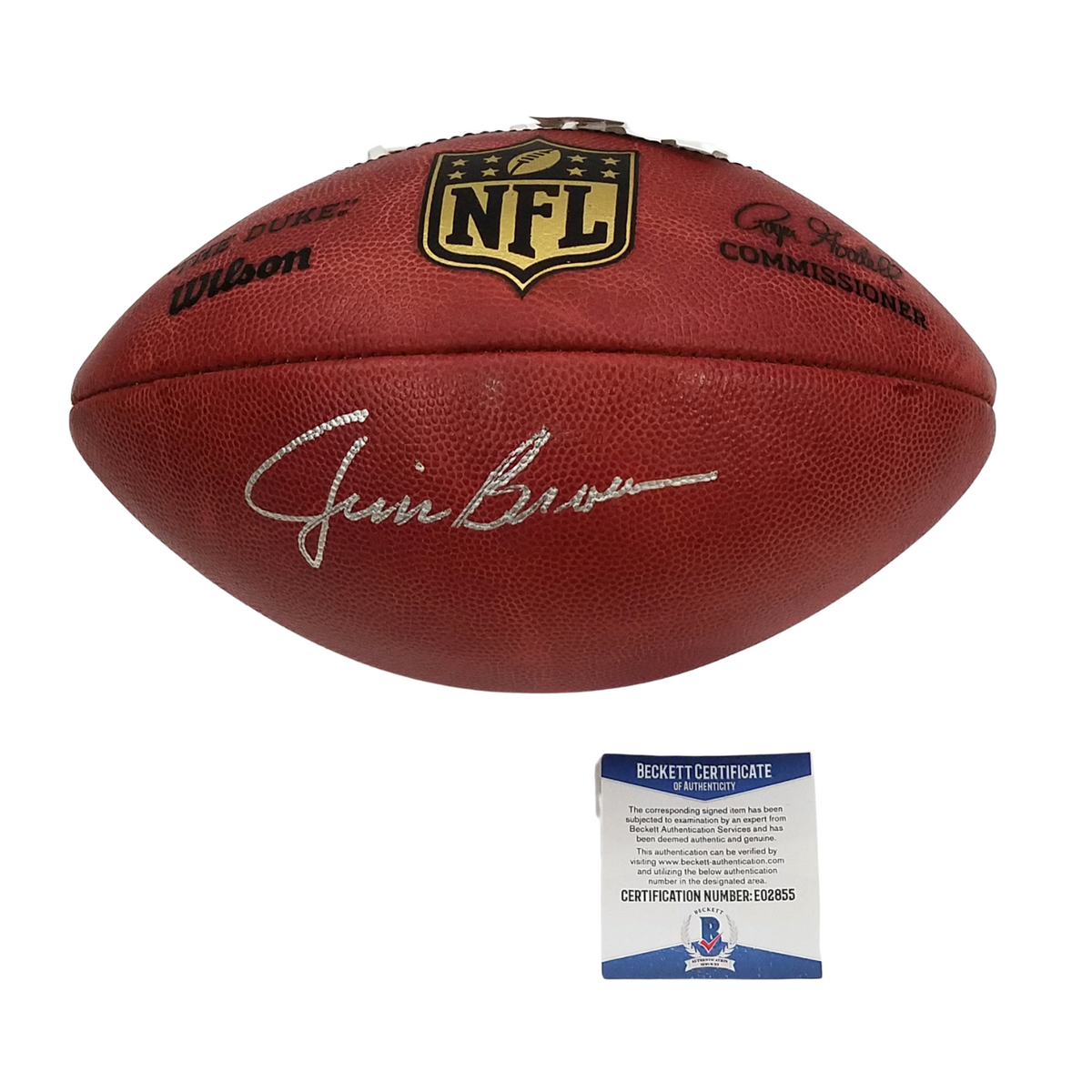 Jim Brown Autographed Cleveland Browns The Duke NFL Football Beckett Authenticated