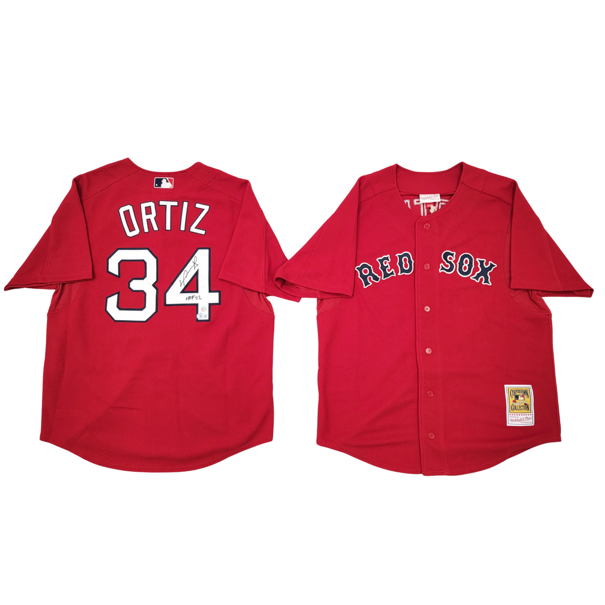 David Ortiz Autographed Boston Red Sox Mitchell & Ness Red Authentic Jersey W/ HOF 22 Beckett Witnessed