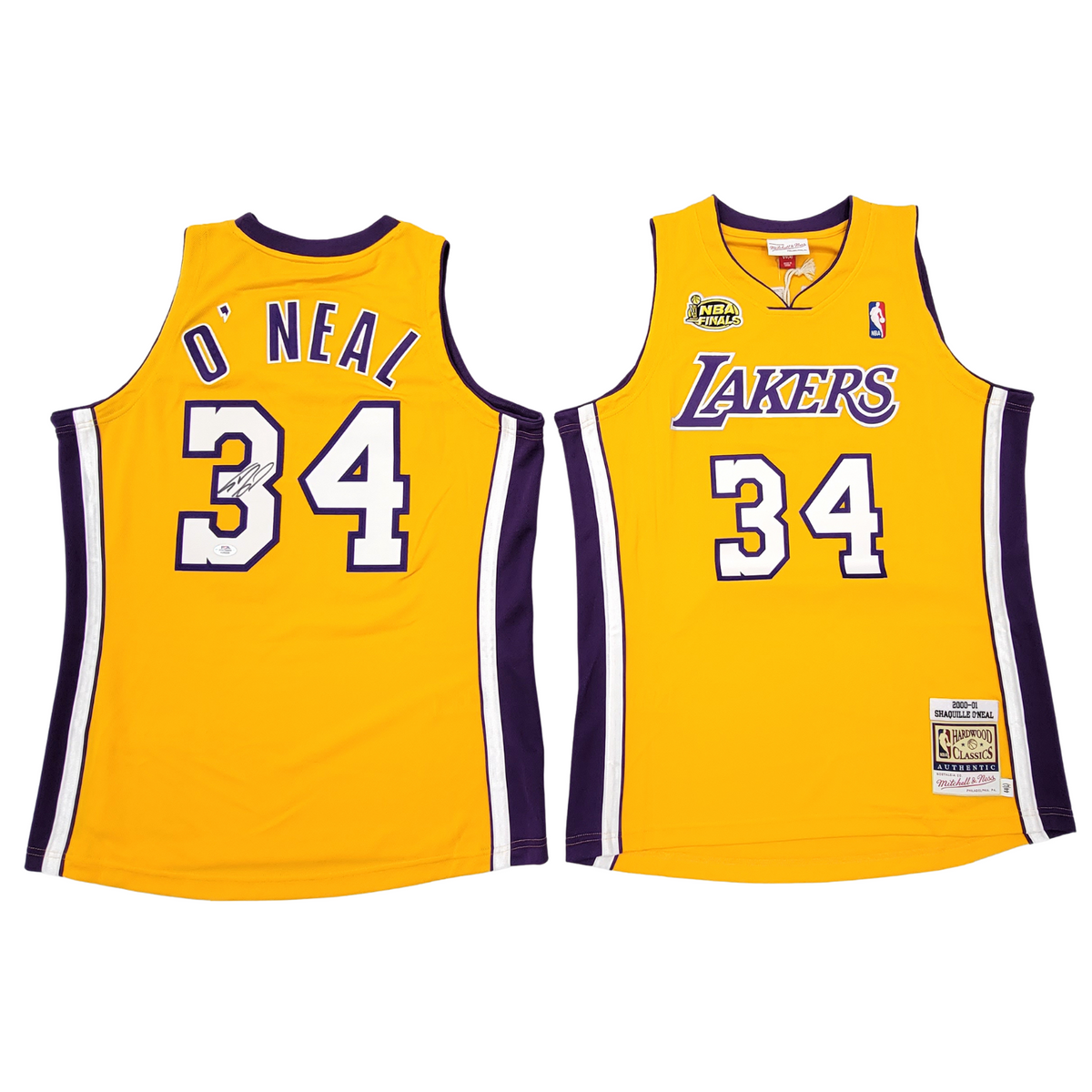 Shaquille O'Neal Autographed Los Angeles Lakers 2000-01 Gold Mitchell & Ness Authentic Jersey PSA/DNA ITP