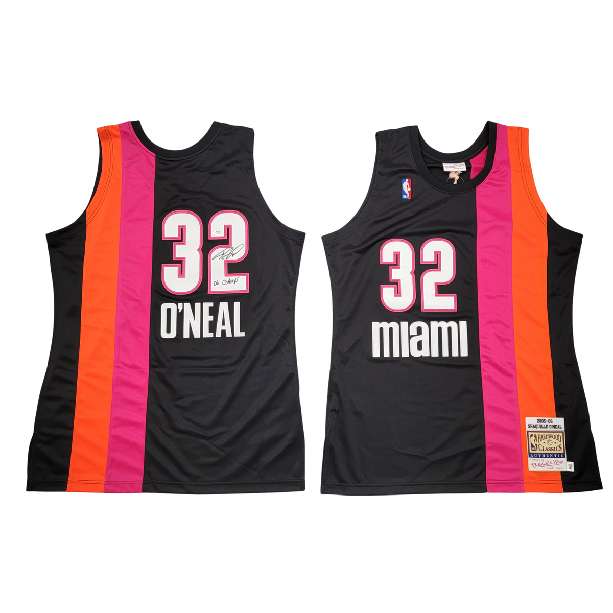Shaquille O'Neal Autographed Miami Heat 05-06 Mitchell & Ness Floridians T/B Authentic Jersey W/ 06 Champs PSA/DNA ITP